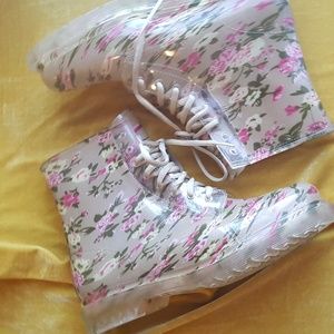 Dr Martin style pvc rain boots with floral print